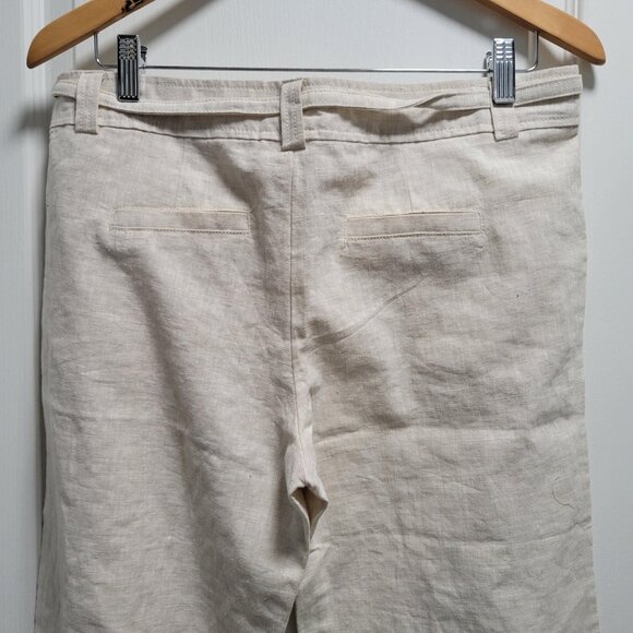 ZENANA Beige Linen Blend Wide Leg Pants Waist Drawstring Lounge Size L NWOT - Picture 5 of 7